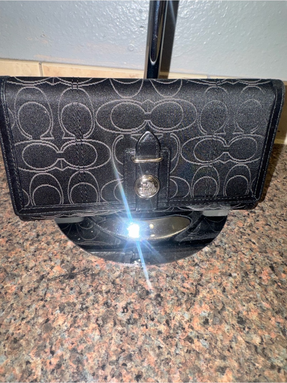 Coach Black horse and carriage Signature Wallet with checkbook holder EUC